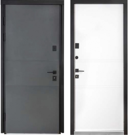 Вхідні дверй Булат Cottage Модель 703/237 Metalic Grey|Білий атласний